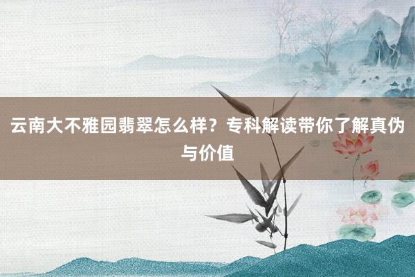 云南大不雅园翡翠怎么样？专科解读带你了解真伪与价值